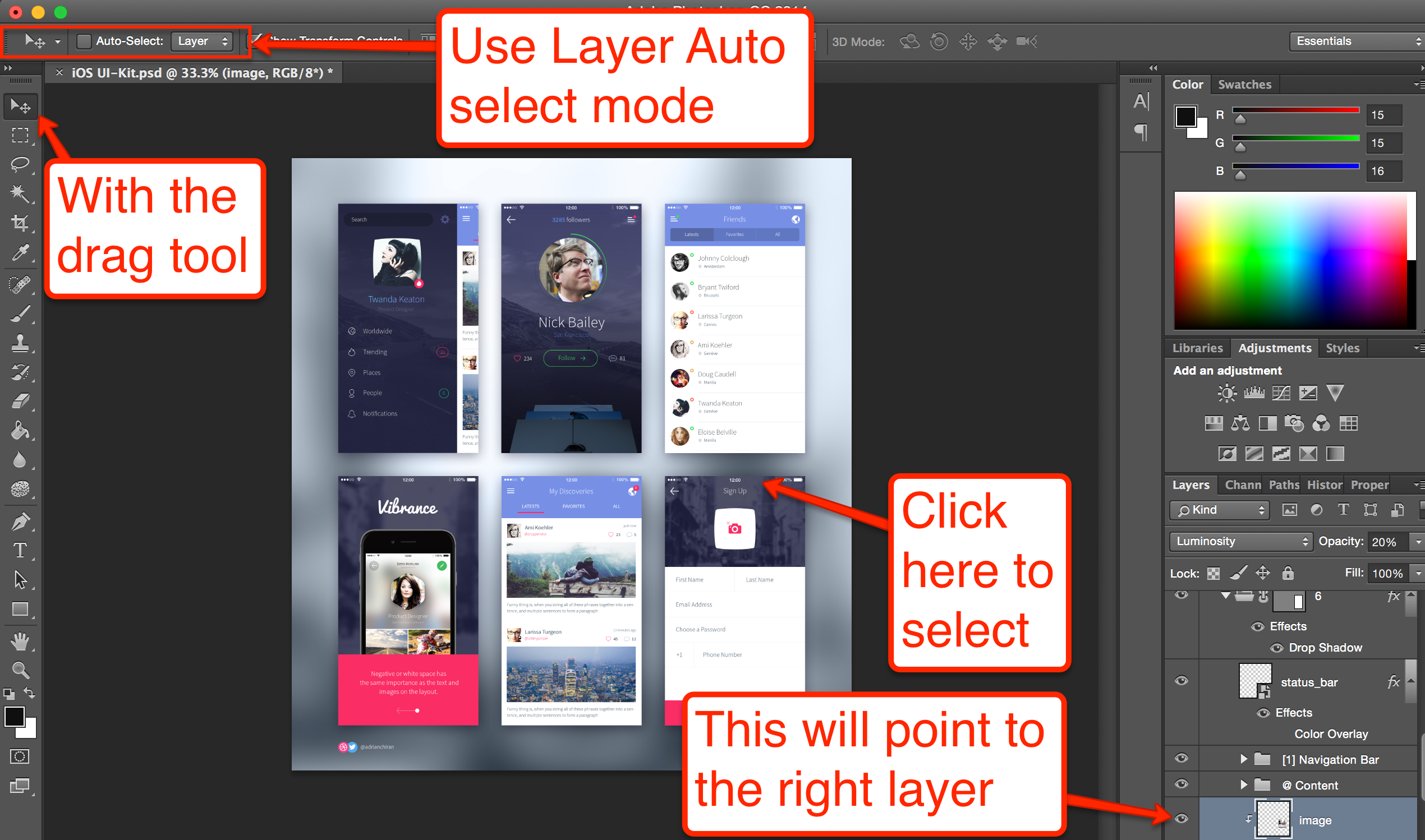 Selecting a layer from the region you’re interested in